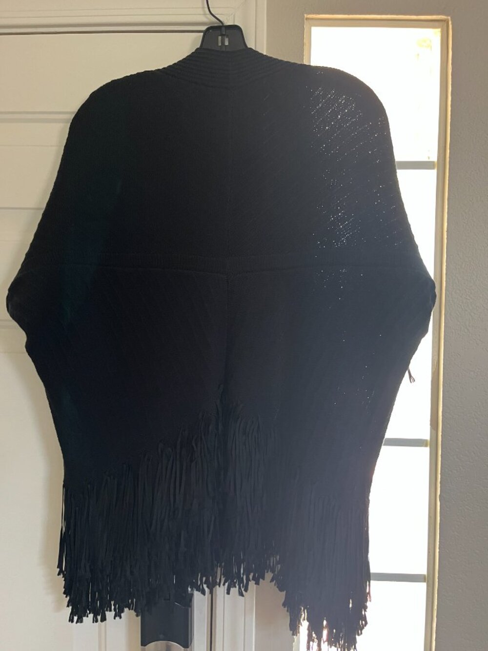 Zero + Maria Cornejo Fringe Hex Shrug in Black, size S - Picture 2 of 11